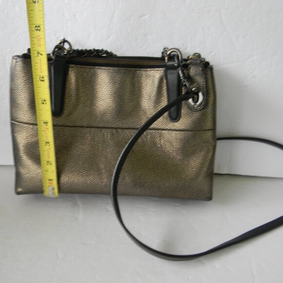 Coach 33619 Mini Borough Chain Bag Metallic Bronze Gunmetal Turnlock CROSSBODY - Picture 5 of 12